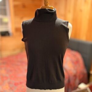Olive Brown Sleeveless Turtleneck Sweater